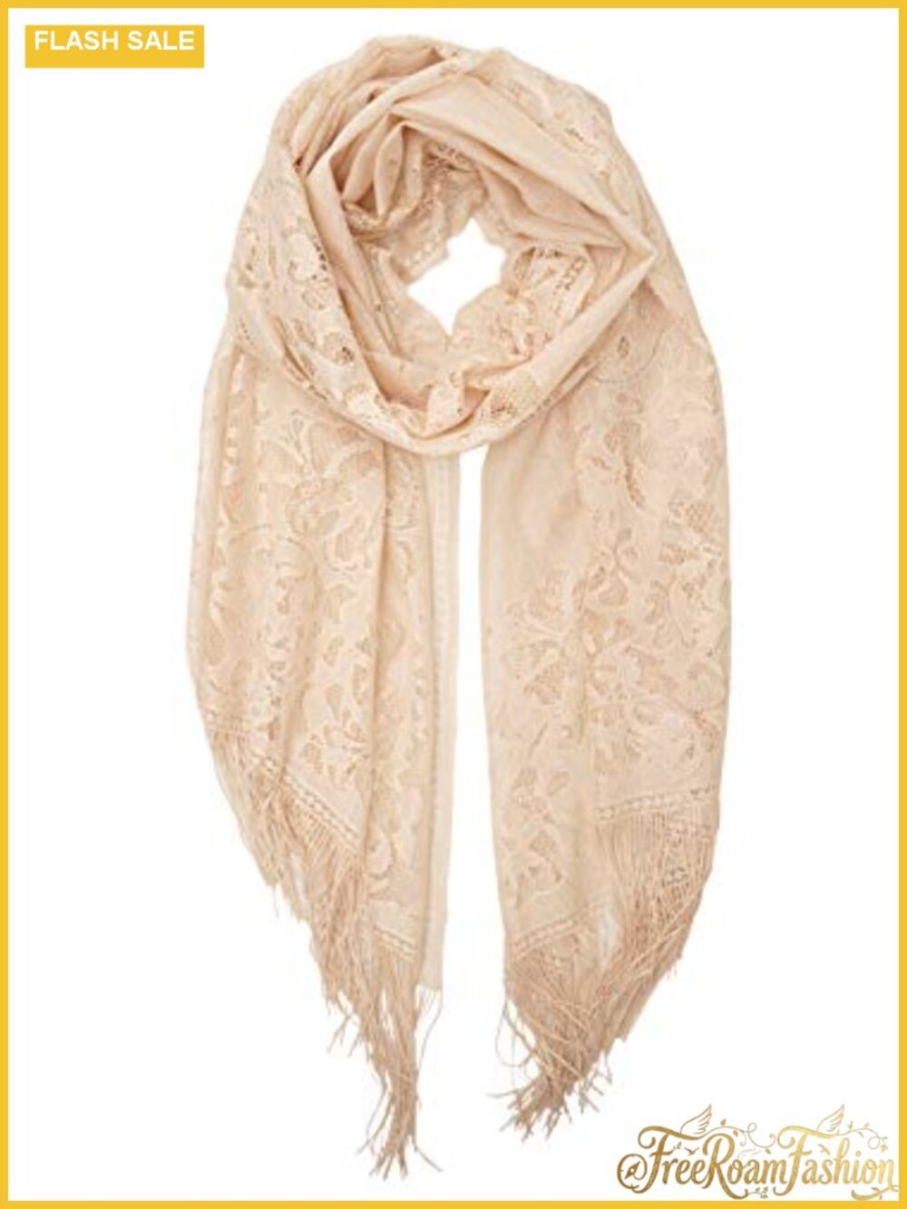 Oversized Fringe Lace Tassel Long Shawl Scarf Wrap Lightweight Polyester